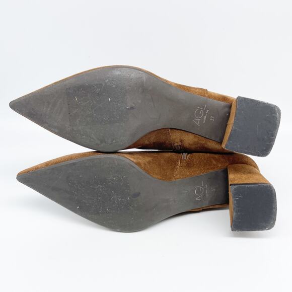 AGL Women's Mimma Brown Suede Pointed Toe Block Heel Ankle Boots EU 37 US 7 - Picture 7 of 15